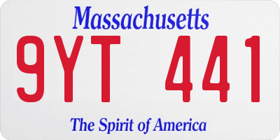 MA license plate 9YT441