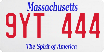 MA license plate 9YT444