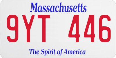 MA license plate 9YT446