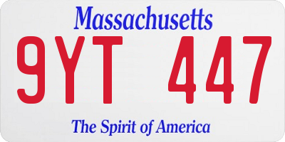 MA license plate 9YT447