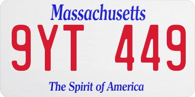 MA license plate 9YT449