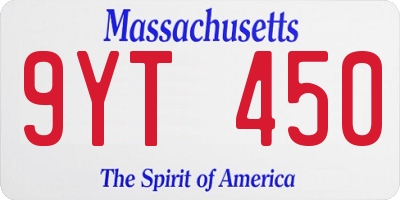 MA license plate 9YT450