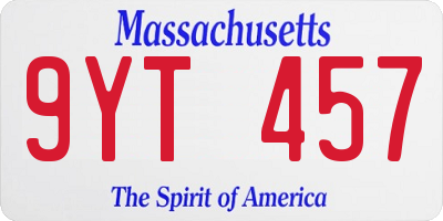 MA license plate 9YT457