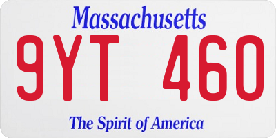 MA license plate 9YT460