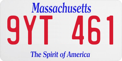 MA license plate 9YT461