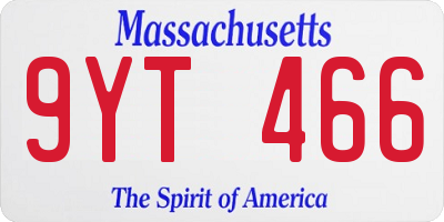 MA license plate 9YT466