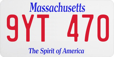 MA license plate 9YT470