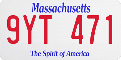 MA license plate 9YT471