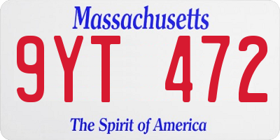 MA license plate 9YT472