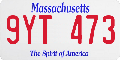 MA license plate 9YT473