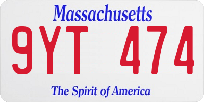 MA license plate 9YT474