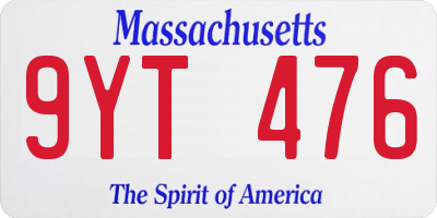 MA license plate 9YT476