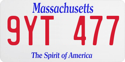 MA license plate 9YT477
