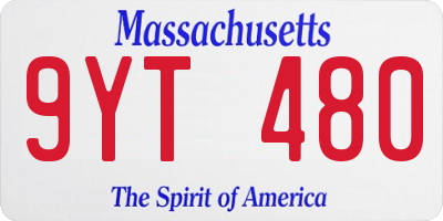 MA license plate 9YT480