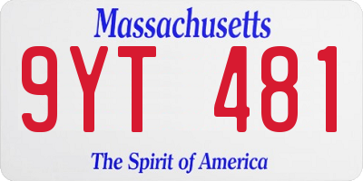 MA license plate 9YT481