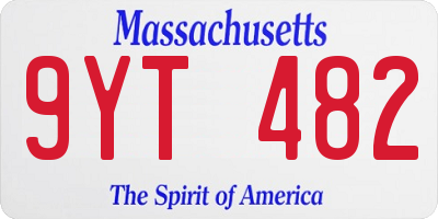 MA license plate 9YT482