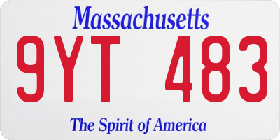 MA license plate 9YT483