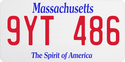 MA license plate 9YT486