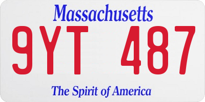 MA license plate 9YT487