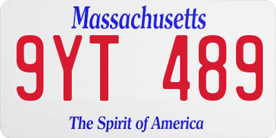 MA license plate 9YT489