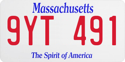 MA license plate 9YT491
