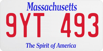MA license plate 9YT493
