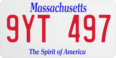MA license plate 9YT497