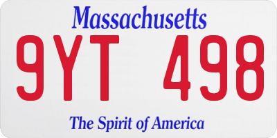 MA license plate 9YT498