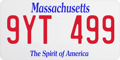 MA license plate 9YT499