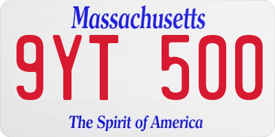 MA license plate 9YT500