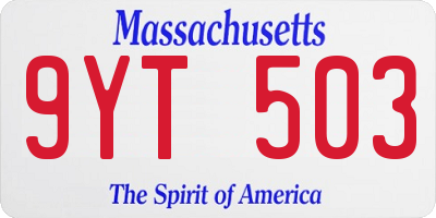 MA license plate 9YT503