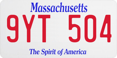 MA license plate 9YT504