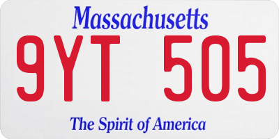 MA license plate 9YT505