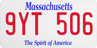 MA license plate 9YT506