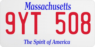 MA license plate 9YT508