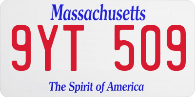 MA license plate 9YT509