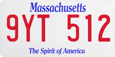 MA license plate 9YT512