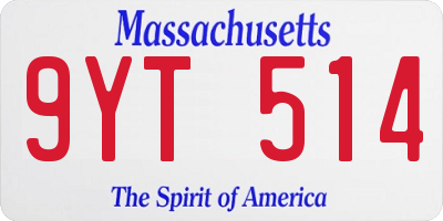 MA license plate 9YT514