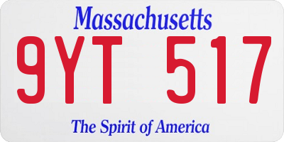 MA license plate 9YT517