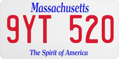 MA license plate 9YT520
