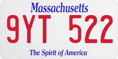 MA license plate 9YT522
