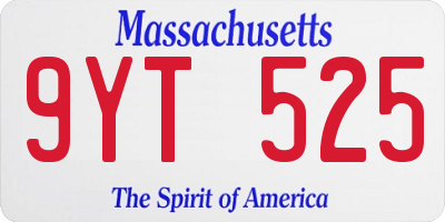 MA license plate 9YT525