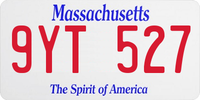 MA license plate 9YT527
