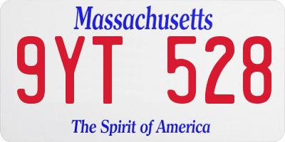 MA license plate 9YT528