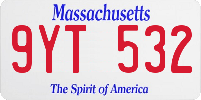 MA license plate 9YT532