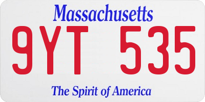 MA license plate 9YT535