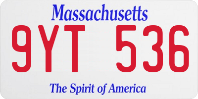 MA license plate 9YT536
