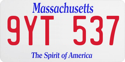 MA license plate 9YT537
