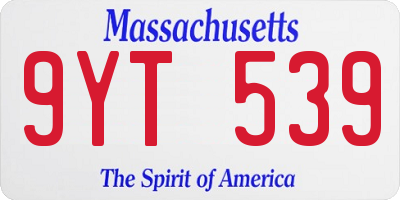 MA license plate 9YT539