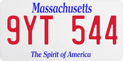 MA license plate 9YT544
